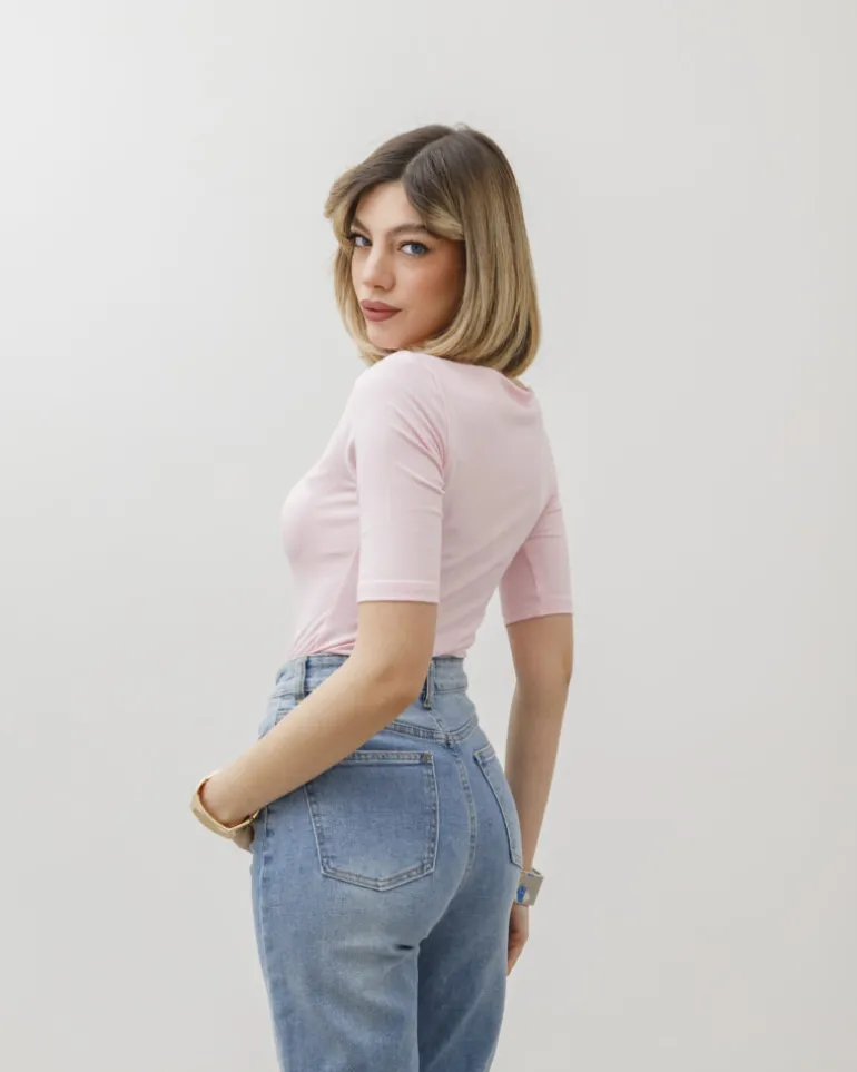 Maglia con scollo e manica midi – 8159