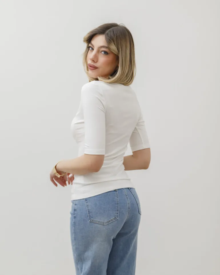 Maglia con scollo e manica midi – 8159