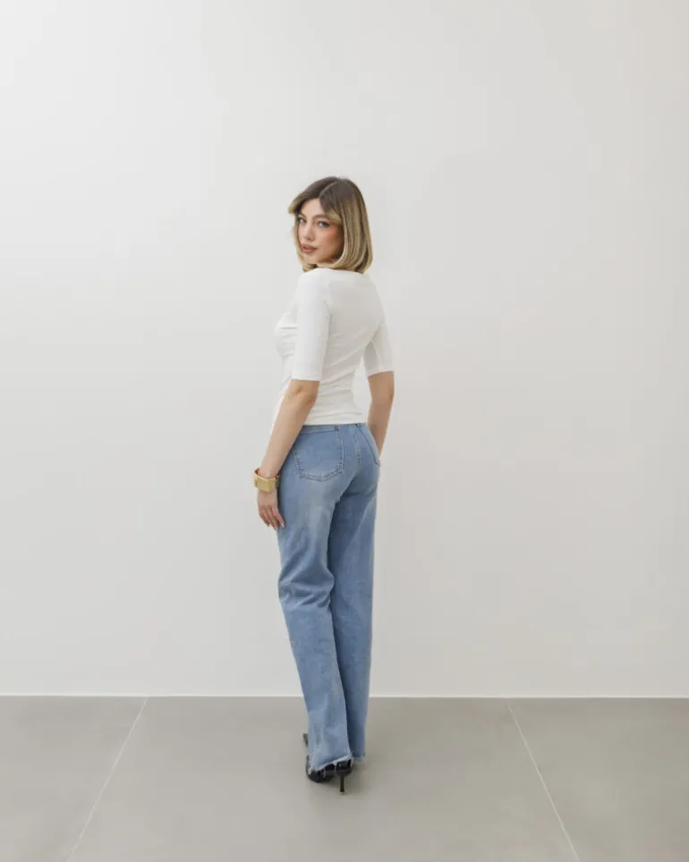 Maglia con scollo e manica midi – 8159