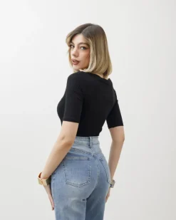 Maglia con scollo e manica midi – 8159