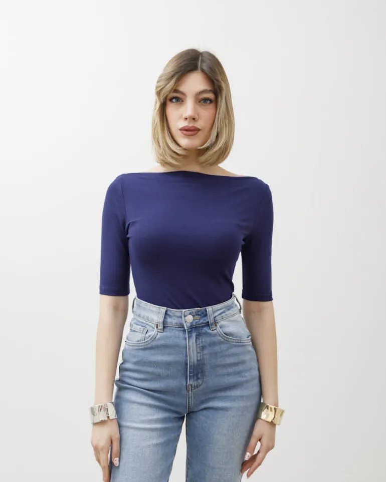 Maglia con scollo e manica midi – 8159