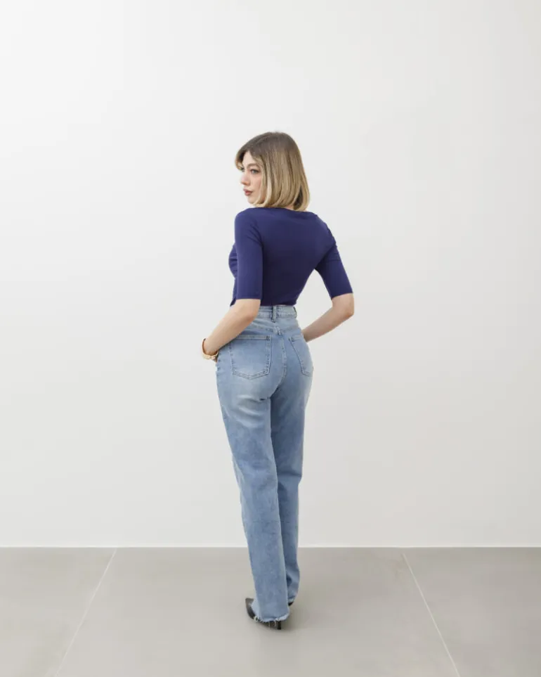 Maglia con scollo e manica midi – 8159