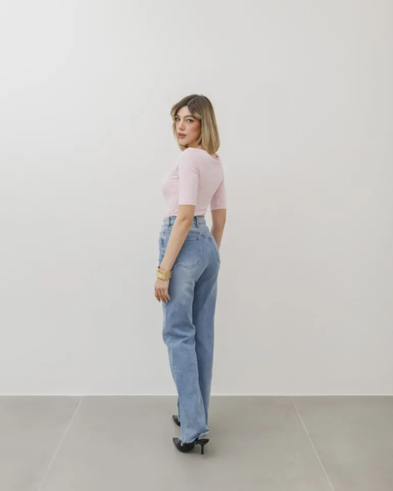Maglia con scollo e manica midi – 8159