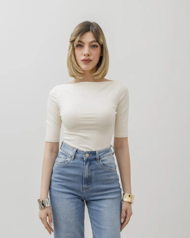 Maglia con scollo e manica midi – 8159