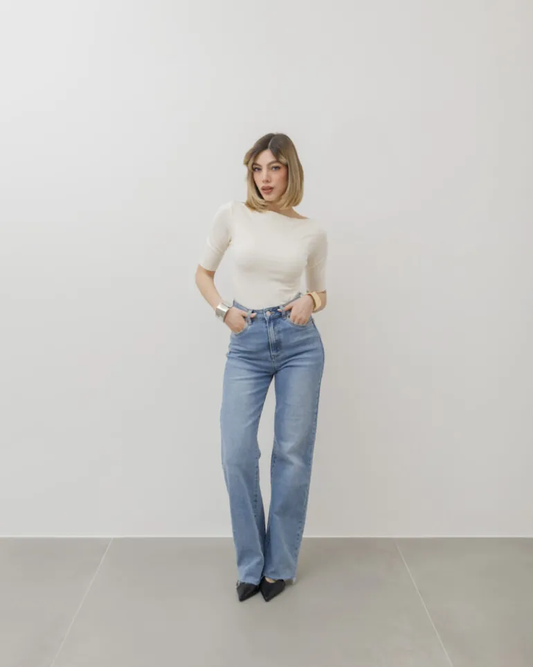 Maglia con scollo e manica midi – 8159