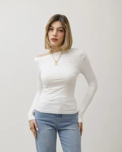 Maglia in cotone con scollo asimmetrico – 14718