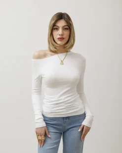 Maglia in cotone con scollo asimmetrico – 14718