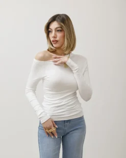 Maglia in cotone con scollo asimmetrico – 14718