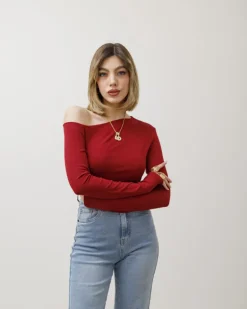 Maglia in cotone con scollo asimmetrico – 14718