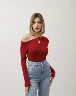 Maglia in cotone con scollo asimmetrico – 14718