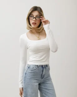Maglia in cotone scollo quadrato – 7838