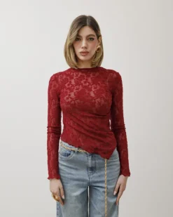 Maglia in pizzo bordeaux – 15559slc