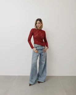 Maglia in pizzo bordeaux – 15559slc