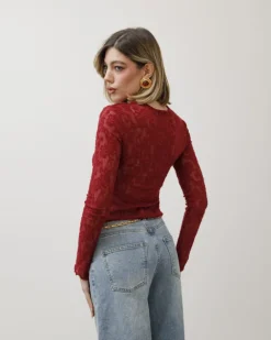 Maglia in pizzo bordeaux – 15559slc