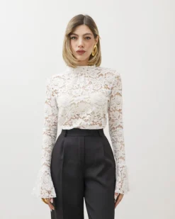 Maglia in pizzo con colletto – 18189