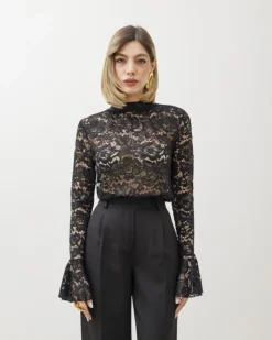 Maglia in pizzo con colletto – 18189