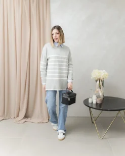 Maglione a righe in lana girocollo – G098