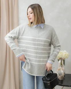 Maglione a righe in lana girocollo – G098