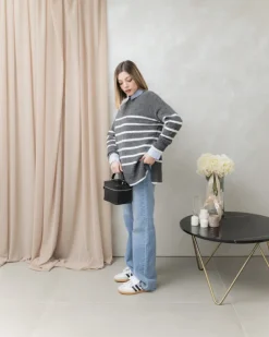 Maglione a righe in lana girocollo – G098