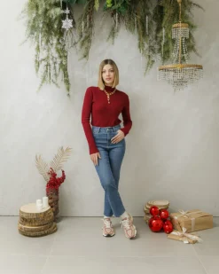 Maglione aderente con colletto – 74045