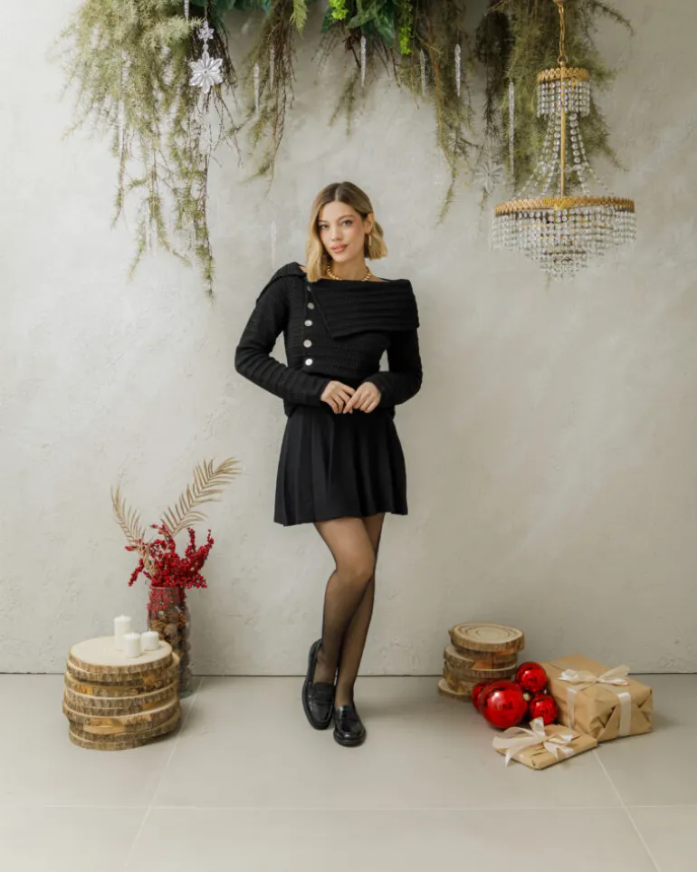 Maglione con scollo e bottoni – 24693