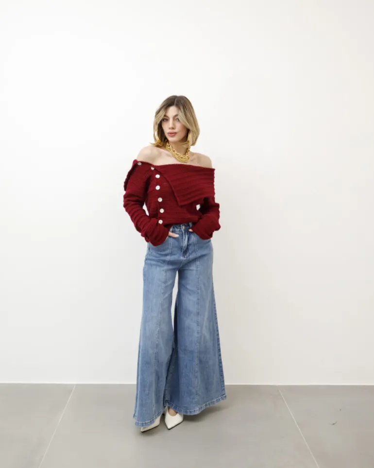 Maglione con scollo e bottoni – 24693