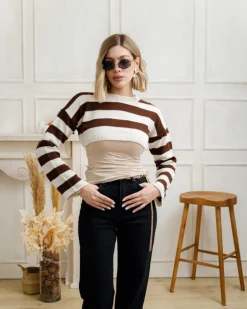 Maglione crop a righe – 857410