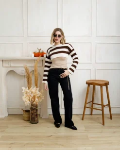 Maglione crop a righe – 857410