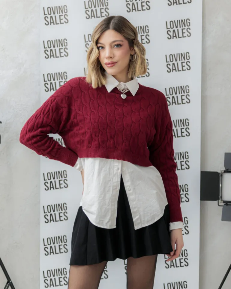 Maglione crop lavorato – 6021