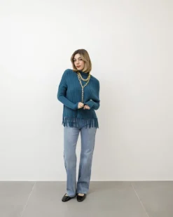 Maglione lavorato con frange – Z1182