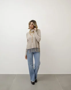 Maglione lavorato con frange – Z1182