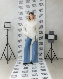 Maglione morbido con frange – G137