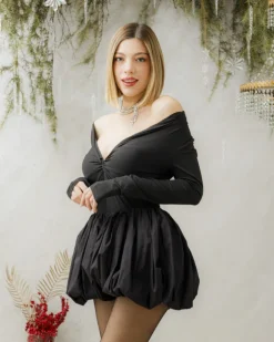 Minigonna a palloncino con fiocco big – 6227 slc