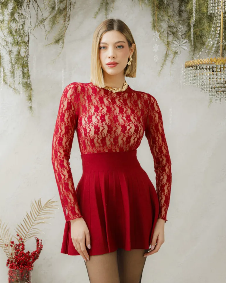 Minigonna in maglia plissè – 8040