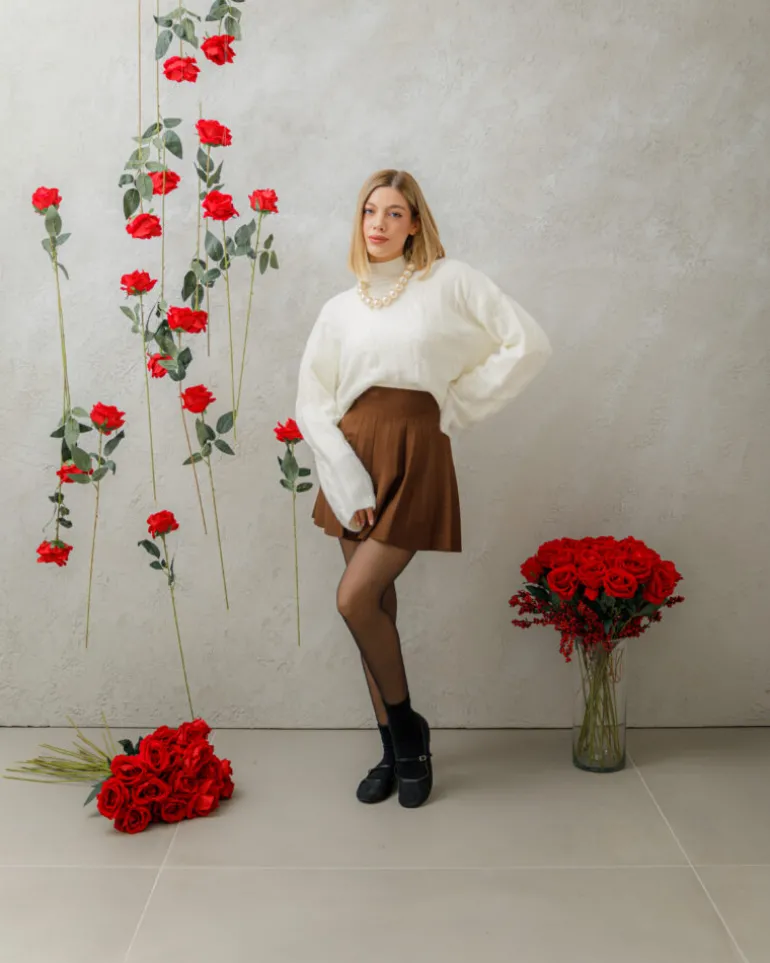 Minigonna in maglia plissè – 8040