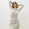 Minigonna in simil-pelle CREMA – 5166