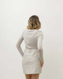 Minigonna in simil-pelle CREMA – 5166