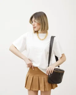 Minigonna shorts a pieghe in suede – J6879