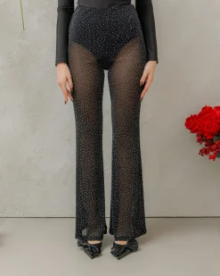Pantaloni a zampa con strass – 15571 slc