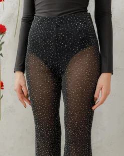 Pantaloni a zampa con strass – 15571 slc