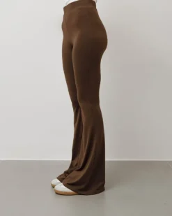 Pantaloni a zampa in lycra marrone – 1171
