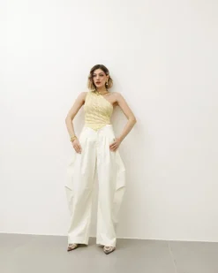 Pantaloni eleganti ballon panna – P6696