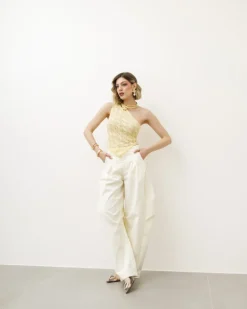 Pantaloni eleganti ballon panna – P6696