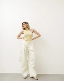 Pantaloni eleganti ballon panna – P6696