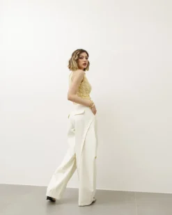 Pantaloni eleganti ballon panna – P6696