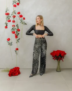 Pantaloni palazzo con paillettes – 4323