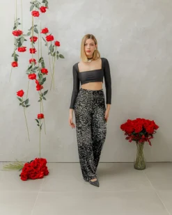Pantaloni palazzo con paillettes – 4323