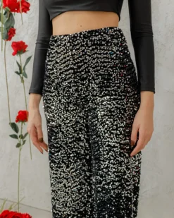 Pantaloni palazzo con paillettes – 4323
