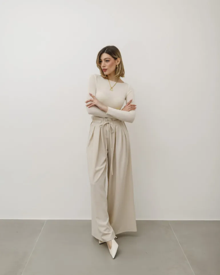 Pantaloni palazzo con pinces – 8227