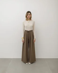 Pantaloni palazzo con pinces – 8227